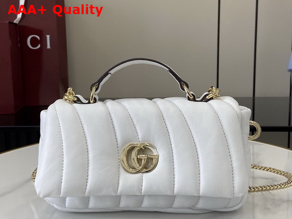 Gucci GG Milano Mini Top Handle Bag in White Puffer Quilted Leather 806017 Replica