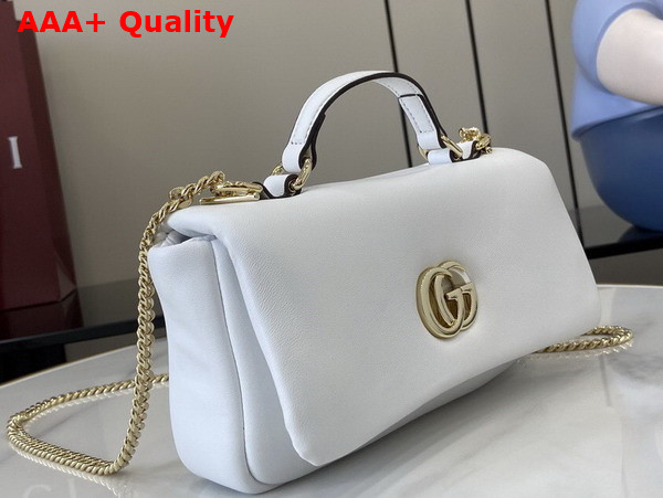 Gucci GG Milano Mini Top Handle Bag in White Puffy Leather 806017 Replica