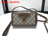 Gucci GG Mini Bag with Clasp Closure Beige and Ebony GG Supreme Canvas 614368 Replica