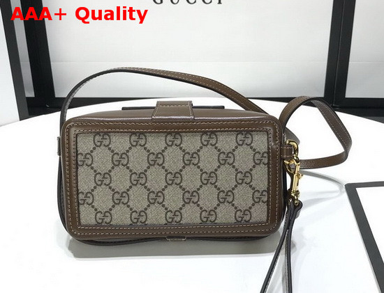 Gucci GG Mini Bag with Clasp Closure Beige and Ebony GG Supreme Canvas 614368 Replica