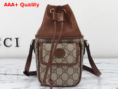 Gucci GG Mini Bucket Bag with Interlocking G in Beige and Ebony GG Supreme Canvas 746303 Replica