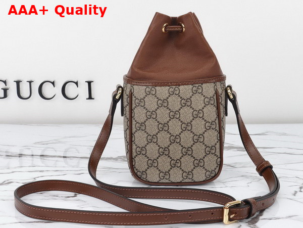 Gucci GG Mini Bucket Bag with Interlocking G in Beige and Ebony GG Supreme Canvas 746303 Replica