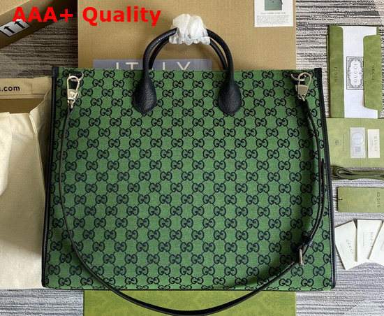 Gucci GG Multicolour Large Tote Bag Green and Blue Canvas 659980 Replica