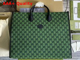 Gucci GG Multicolour Large Tote Bag Green and Blue Canvas 659980 Replica