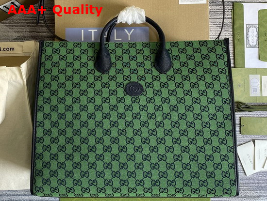 Gucci GG Multicolour Large Tote Bag Green and Blue Canvas 659980 Replica