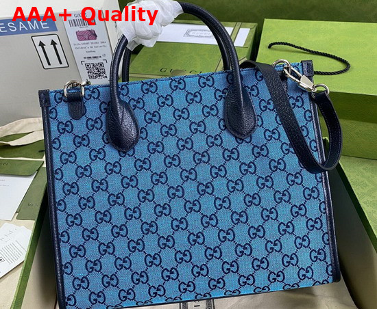 Gucci GG Multicolour Large Tote Bag Light Blue and Blue Canvas 659980 Replica