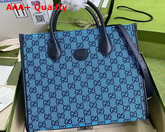 Gucci GG Multicolour Large Tote Bag Light Blue and Blue Canvas 659980 Replica