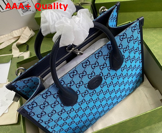 Gucci GG Multicolour Large Tote Bag Light Blue and Blue Canvas 659980 Replica