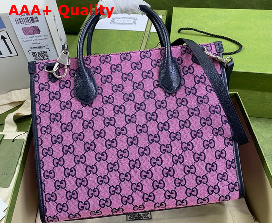 Gucci GG Multicolour Large Tote Bag Pink and Blue Canvas 659980 Replica