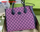 Gucci GG Multicolour Large Tote Bag Pink and Blue Canvas 659980 Replica