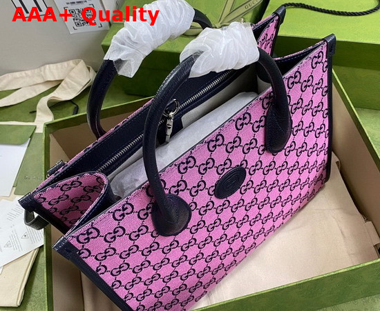 Gucci GG Multicolour Large Tote Bag Pink and Blue Canvas 659980 Replica