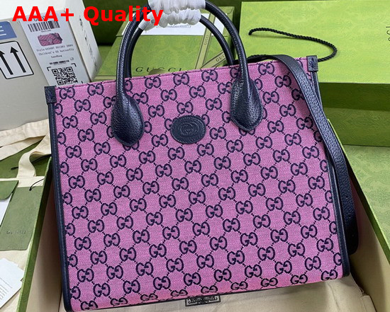 Gucci GG Multicolour Large Tote Bag Pink and Blue Canvas 659980 Replica