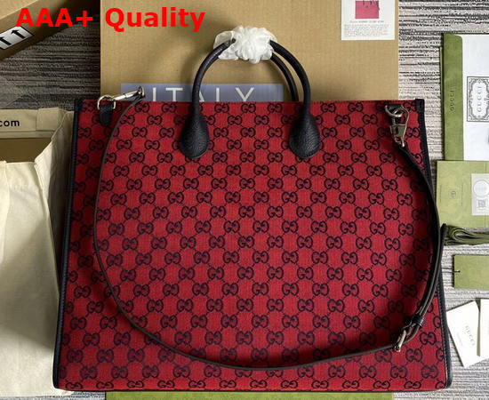 Gucci GG Multicolour Large Tote Bag Red and Blue Canvas 659980 Replica