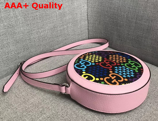 Gucci GG Psychedelic Round Shoulder Bag GG Psychedelic Supreme Canvas and Pink Leather Trim 603938 Replica