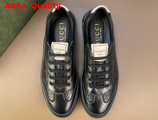 Gucci GG Signature Leather Sneaker in Black for Men Replica