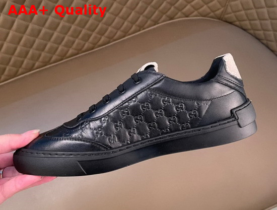 Gucci GG Signature Leather Sneaker in Black for Men Replica