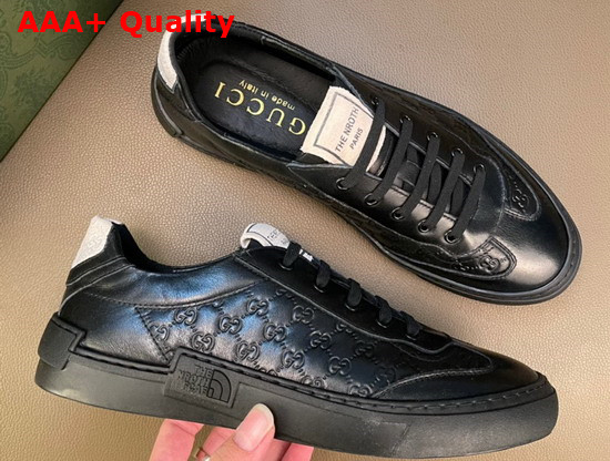 Gucci GG Signature Leather Sneaker in Black for Men Replica