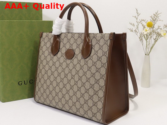 Gucci GG Small Tote Bag Beige Ebony GG Supreme Canvas 659983 Replica