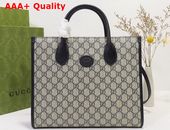 Gucci GG Small Tote Bag Beige and Blue GG Supreme Canvas 659983 Replica