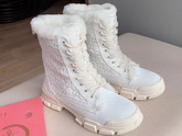 Gucci GG Suede Ankle Boot in White with Shearling Sheepskin Lining