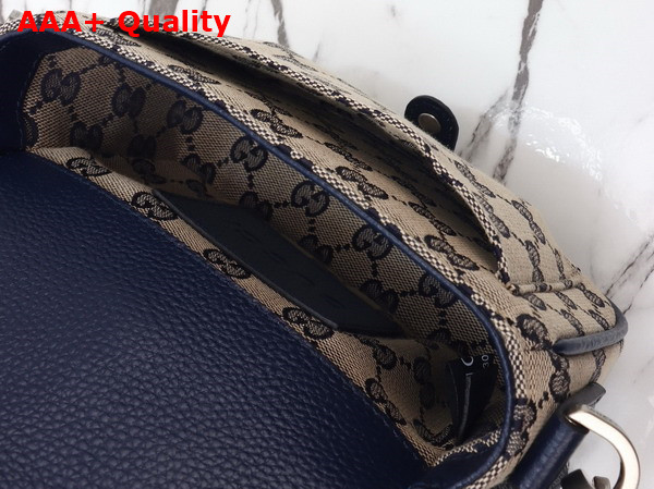 Gucci GG Super Mini Bag in Beige and Blue Original GG Canvas and Dark Blue Leather 795213 Replica