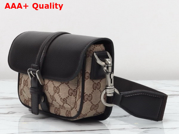 Gucci GG Super Mini Bag in Beige and Ebony Original GG Canvas and Brown Leather 795213 Replica