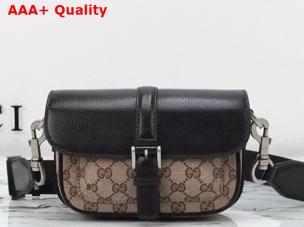 Gucci GG Super Mini Bag in Beige and Ebony Original GG Canvas and Brown Leather 795213 Replica