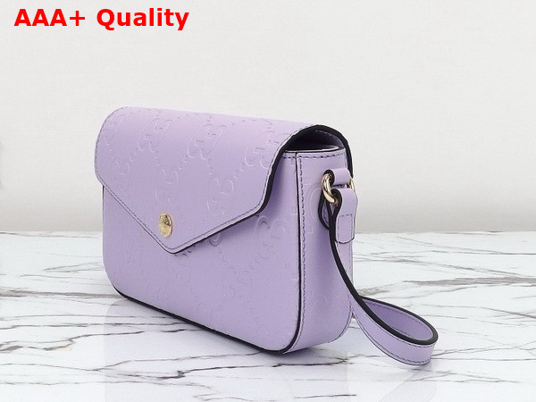 Gucci GG Super Mini Shoulder Bag in Light Purple GG Leather 772794 Replica