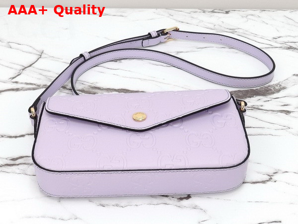 Gucci GG Super Mini Shoulder Bag in Light Purple GG Leather 772794 Replica