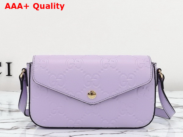 Gucci GG Super Mini Shoulder Bag in Light Purple GG Leather 772794 Replica