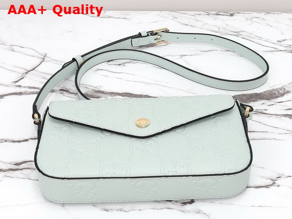 Gucci GG Super Mini Shoulder Bag in Pale Green GG Leather 772794 Replica