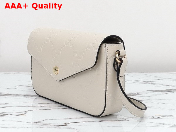 Gucci GG Super Mini Shoulder Bag in White GG Leather 772794 Replica