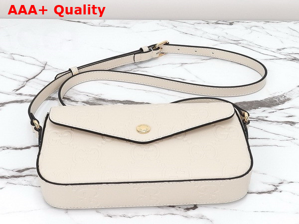 Gucci GG Super Mini Shoulder Bag in White GG Leather 772794 Replica