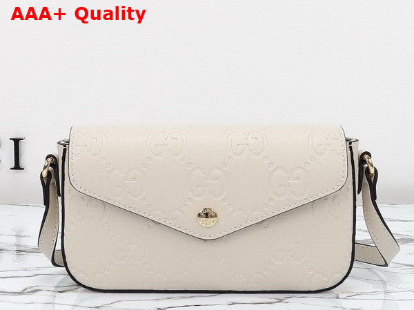 Gucci GG Super Mini Shoulder Bag in White GG Leather 772794 Replica