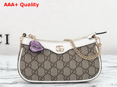 Gucci GG Super Mini Shoulder Bag with Charm in Beige and Ebony GG Supreme Canvas 784732 Replica