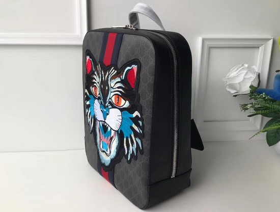 Gucci GG Supreme Backpack with Angry Cat