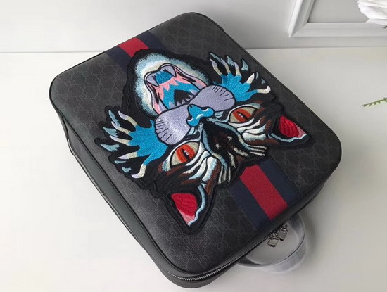 Gucci GG Supreme Backpack with Angry Cat