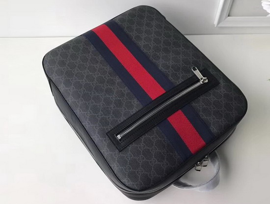 Gucci GG Supreme Backpack with House Web Stripe in Blue and Red