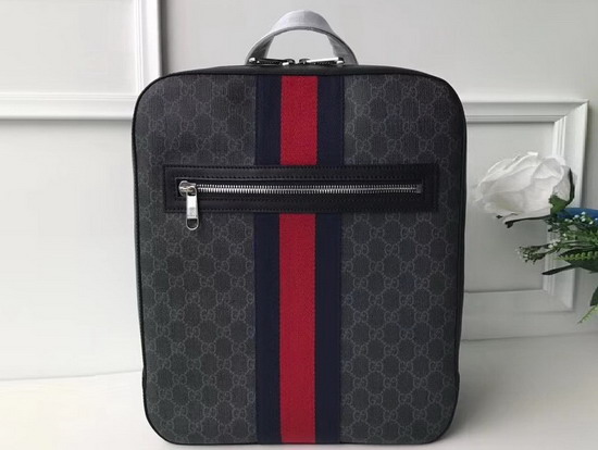 Gucci GG Supreme Backpack with House Web Stripe in Blue and Red