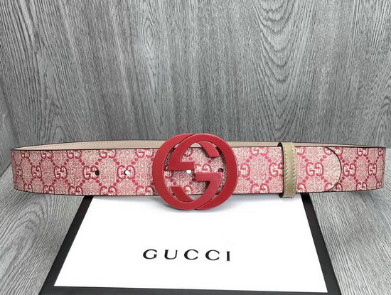 Gucci GG Supreme Belt with G Buckle Pink