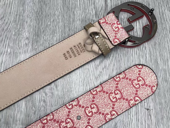 Gucci GG Supreme Belt with G Buckle Pink