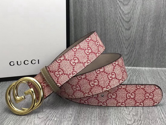 Gucci GG Supreme Belt with G Buckle Pink