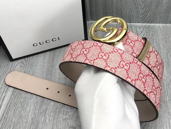 Gucci GG Supreme Belt with G Buckle Pink