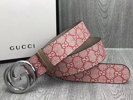 Gucci GG Supreme Belt with G Buckle Pink