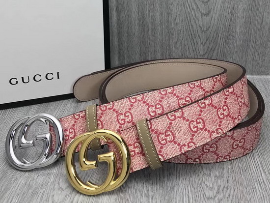 Gucci GG Supreme Belt with G Buckle Pink