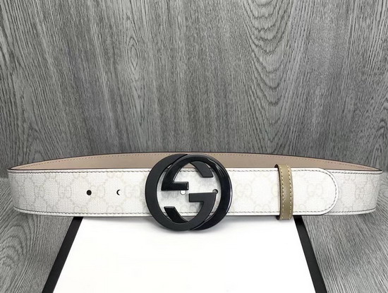 Gucci GG Supreme Belt with G Buckle White