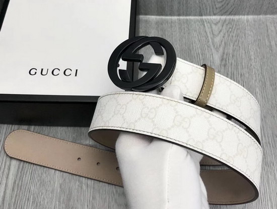 Gucci GG Supreme Belt with G Buckle White