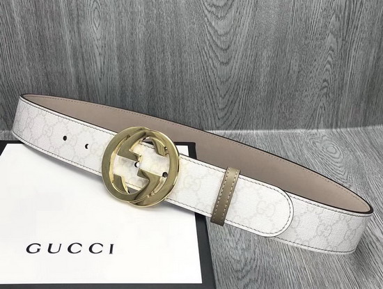 Gucci GG Supreme Belt with G Buckle White