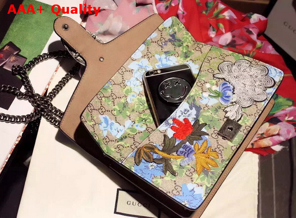 Gucci GG Supreme Canvas Bag with Painted Flowers and Patches Small Size Replica