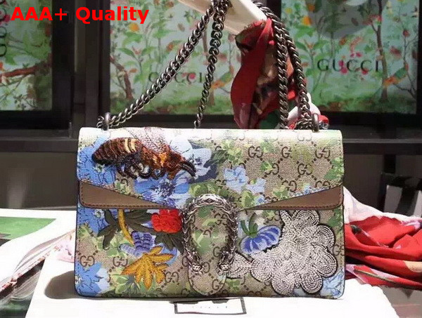 Gucci GG Supreme Canvas Bag with Painted Flowers and Patches Small Size Replica